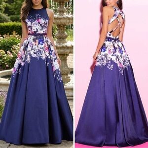 Madison James Floral Printed Pleated Evening Dress size 14